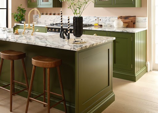 green kitchen island