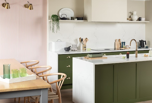 white and green kitchen